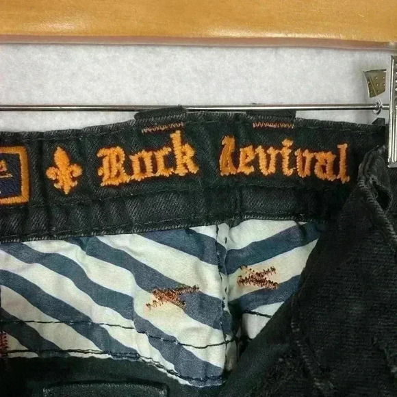 Rock Revival Vintage Straight Black Jeans Men’s Steven Style Size 42 - Picture 4 of 7